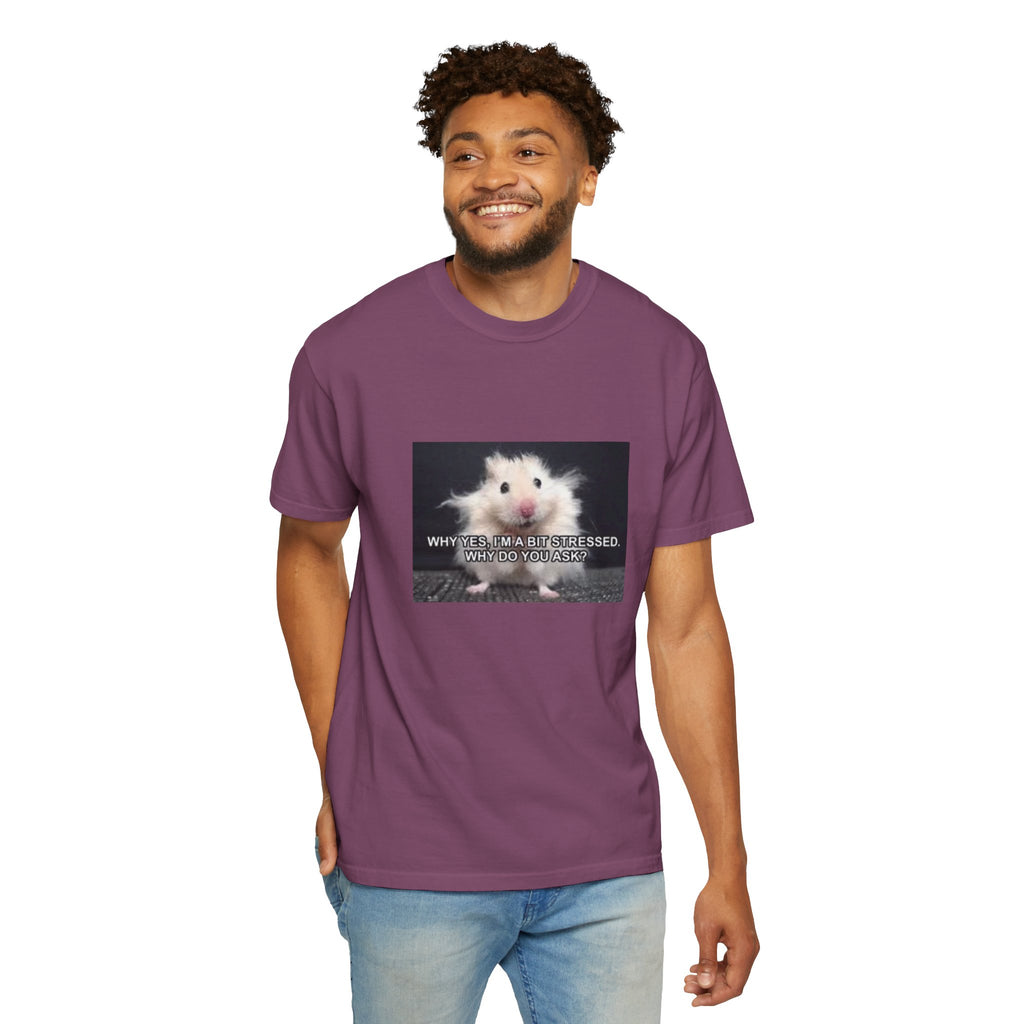 Cute Hamster Graphic Tee — "Why Yes, I’m Stressed. Whaddya Got?"