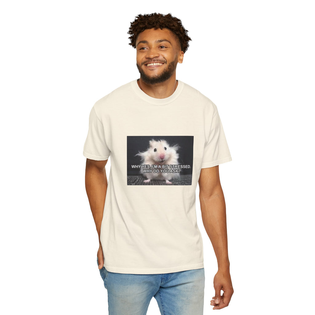Cute Hamster Graphic Tee — "Why Yes, I’m Stressed. Whaddya Got?"