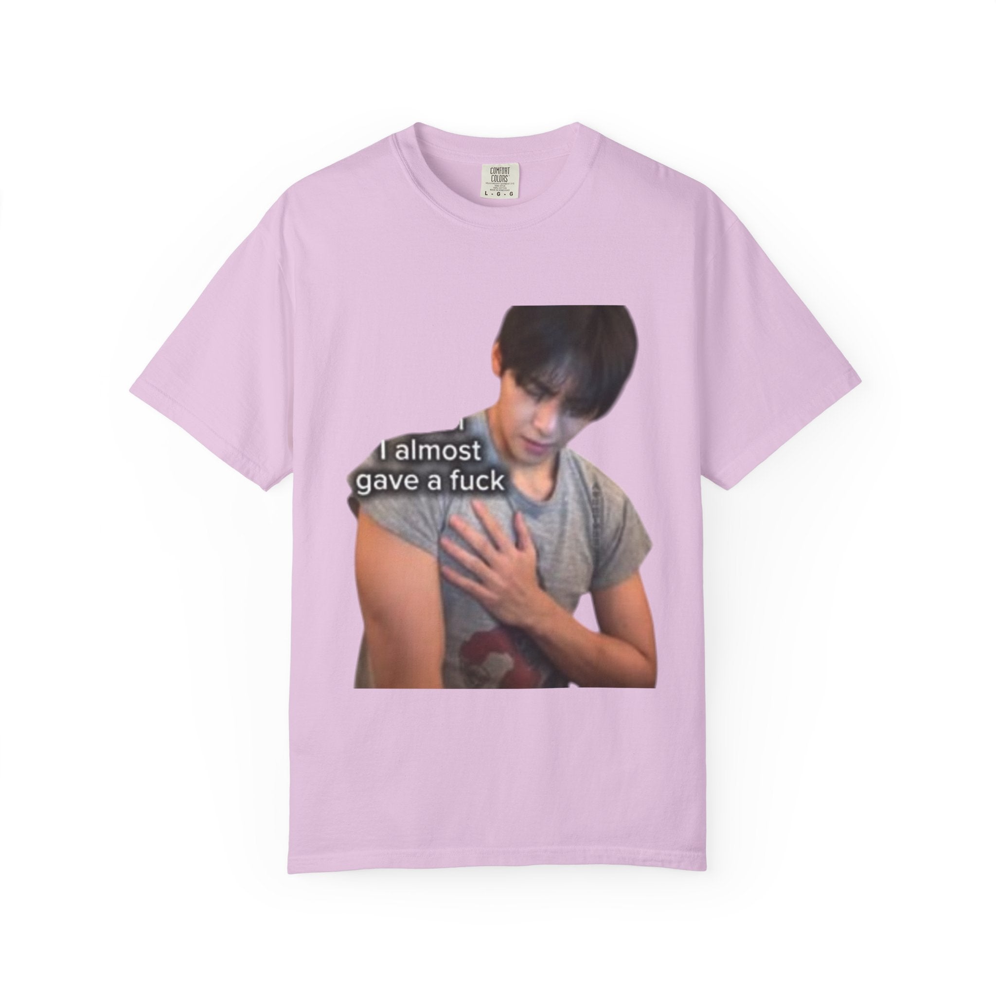 T-Shirt — 'I Almost Gave a F***' Meme Graphic Tee (Front Photo, Back "LOOK DIFFERENT")