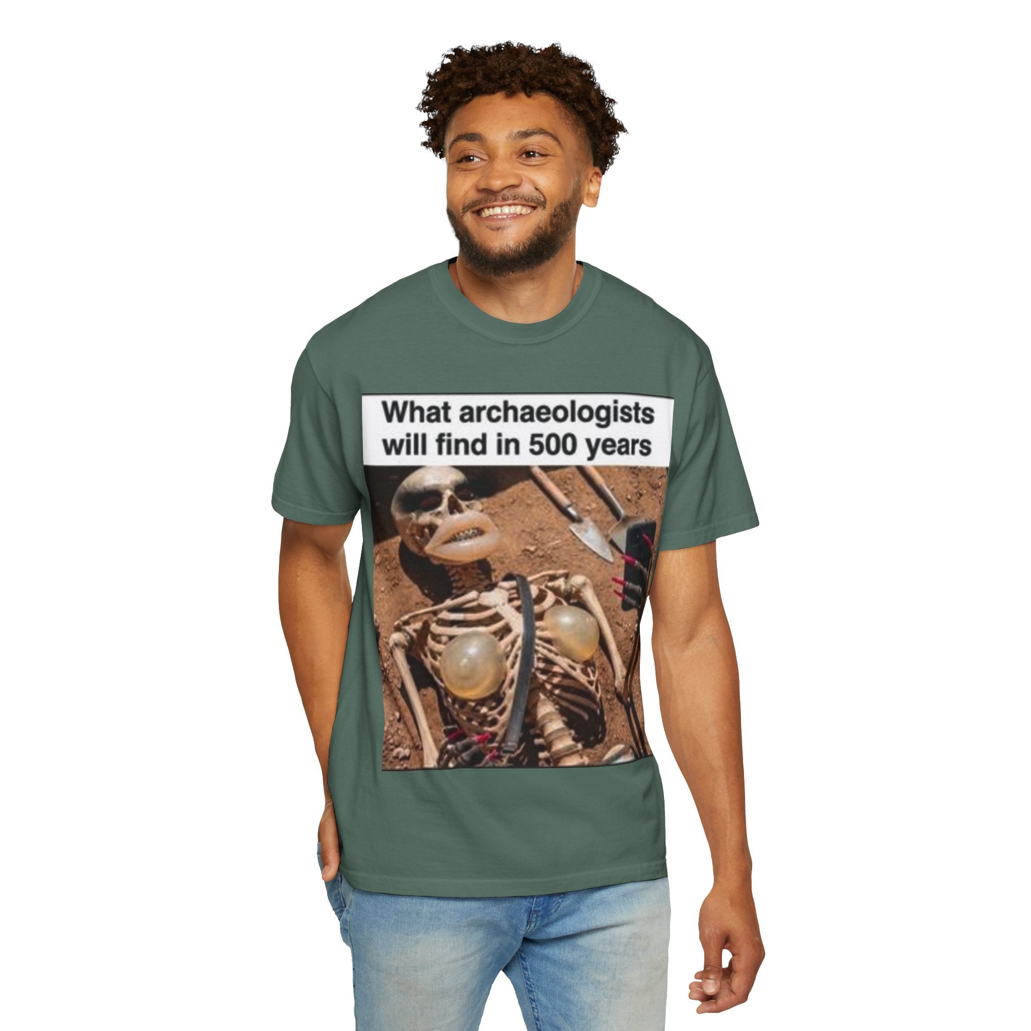 T-Shirt — "What archaeologists will find in 500 years" Graphic Tee (LOOK Different Back)