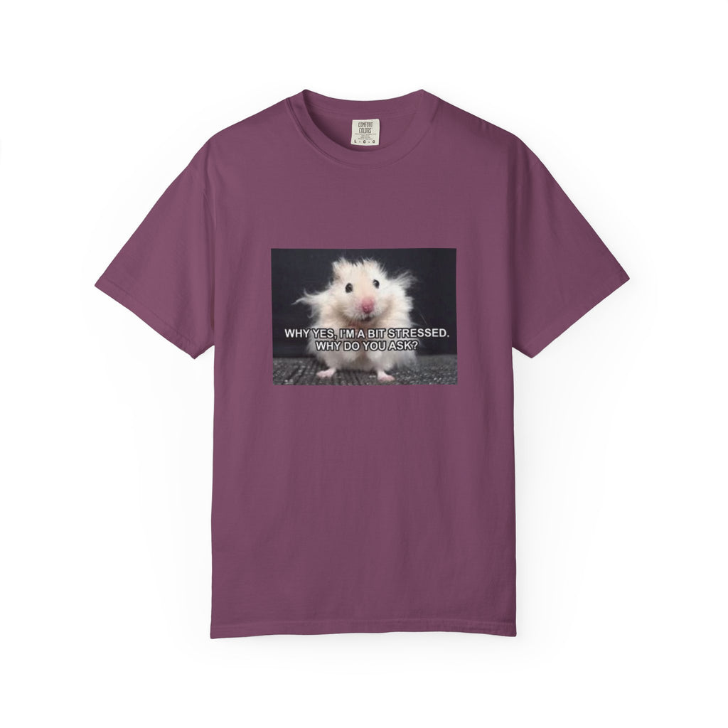 Cute Hamster Graphic Tee — "Why Yes, I’m Stressed. Whaddya Got?"