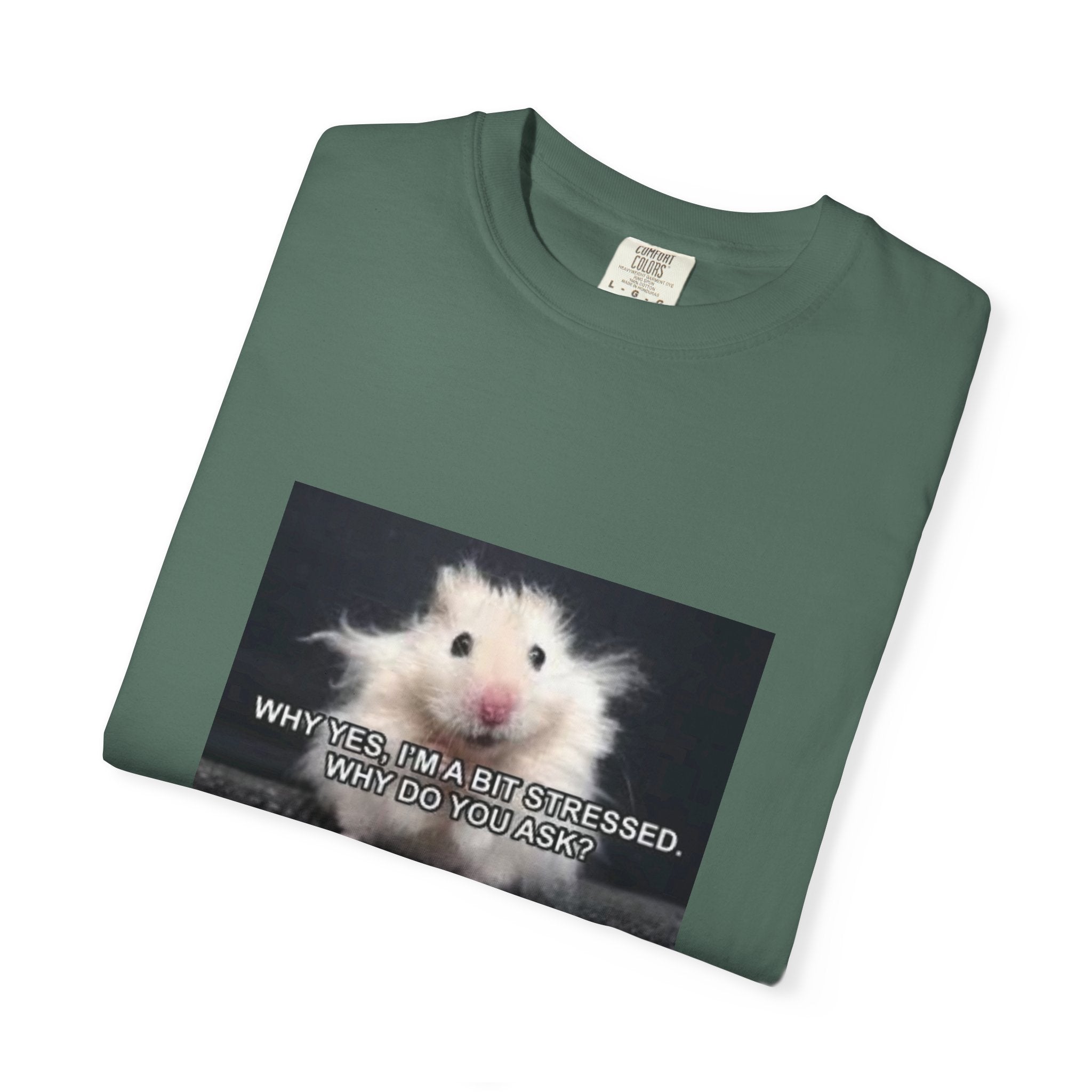 Cute Hamster Graphic Tee — "Why Yes, I’m Stressed. Whaddya Got?"