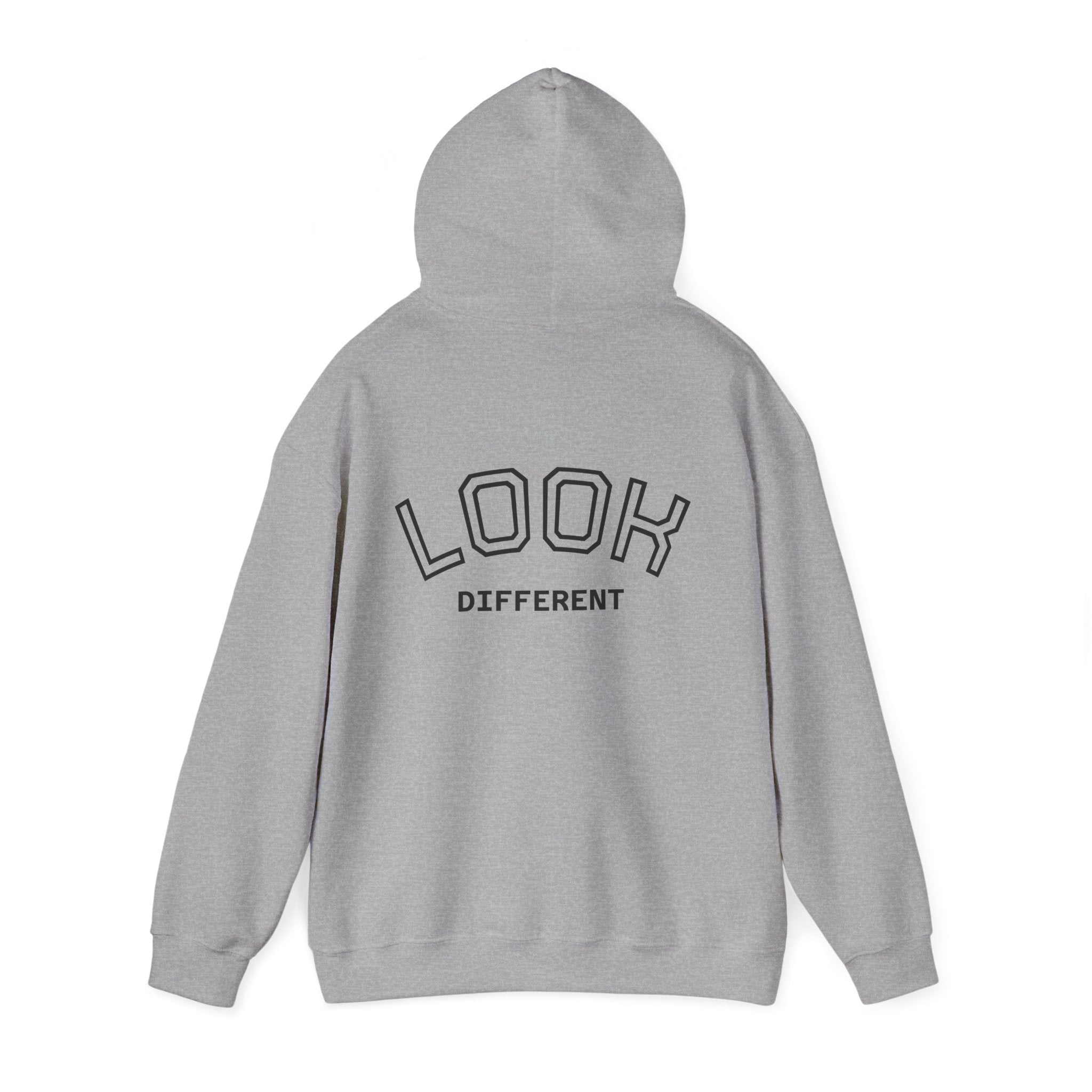 'Look Different' Graphic Hoodie — Vintage Collage Crewneck Sweatshirt