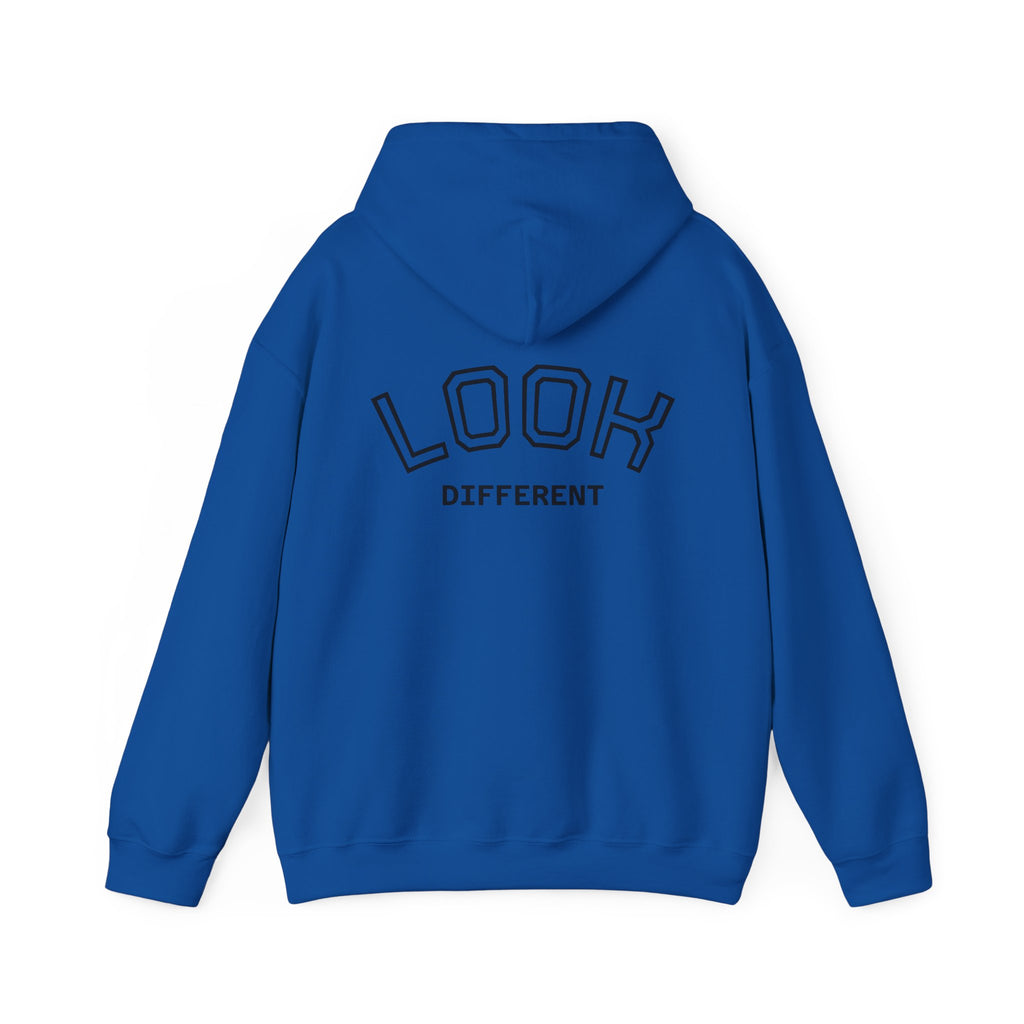 'Look Different' Graphic Hoodie — Vintage Collage Crewneck Sweatshirt