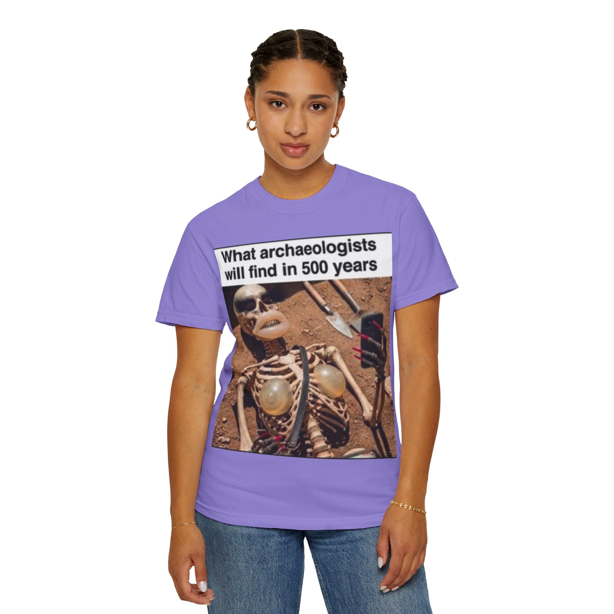T-Shirt — "What archaeologists will find in 500 years" Graphic Tee (LOOK Different Back)