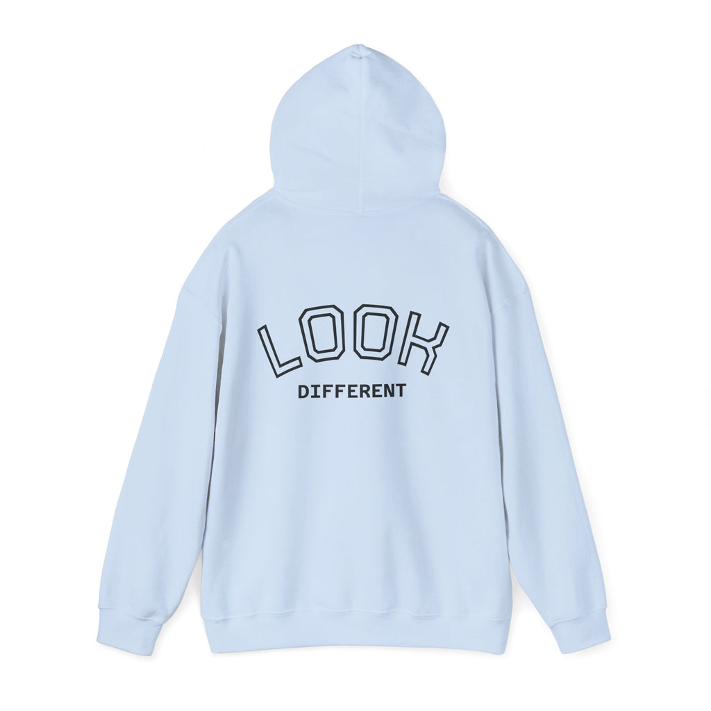 'Look Different' Graphic Hoodie — Vintage Collage Crewneck Sweatshirt