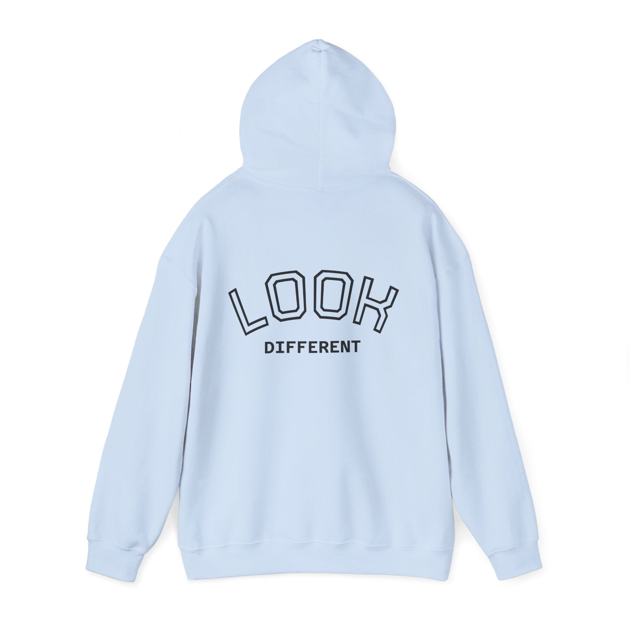 'Look Different' Graphic Hoodie — Vintage Collage Crewneck Sweatshirt