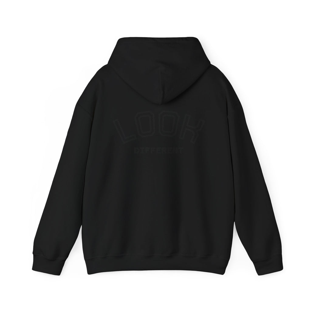 'Look Different' Graphic Hoodie — Vintage Collage Crewneck Sweatshirt