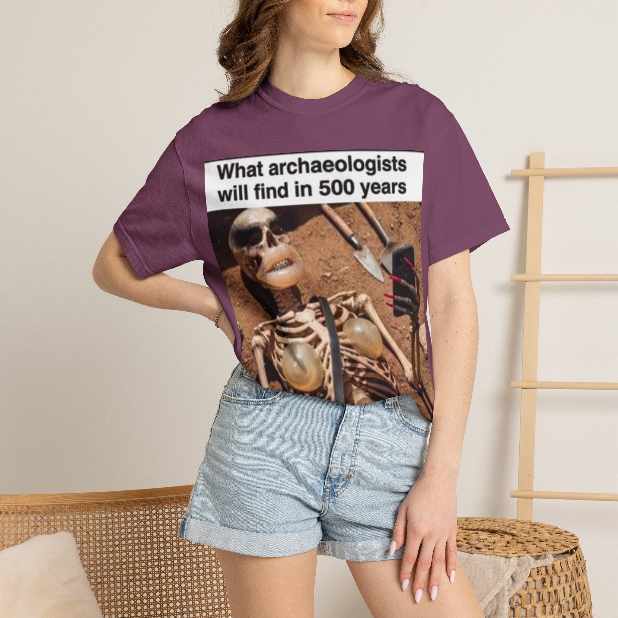 T-Shirt — "What archaeologists will find in 500 years" Graphic Tee (LOOK Different Back)