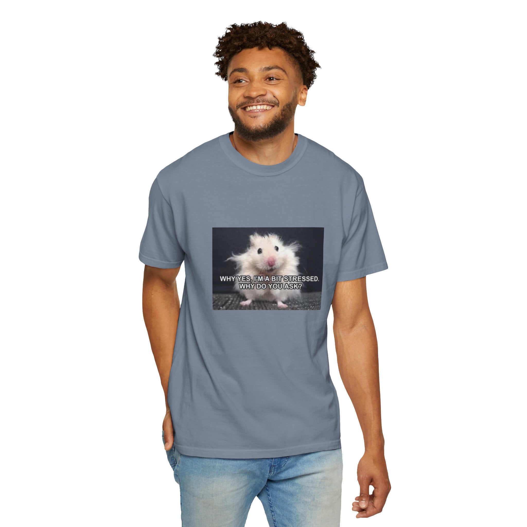 Cute Hamster Graphic Tee — "Why Yes, I’m Stressed. Whaddya Got?"