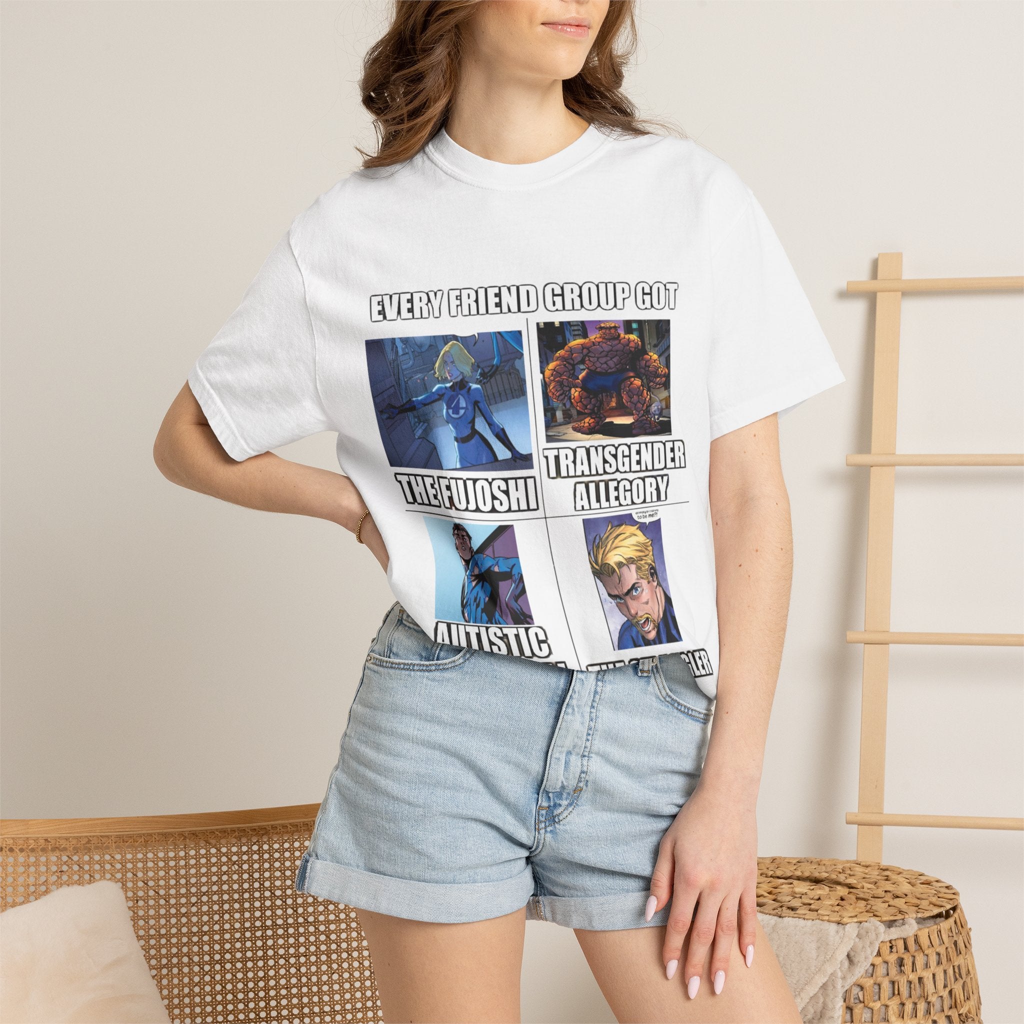 Meme Group-Character Graphic T-Shirt — "Every Friend Group Got" Front & "LOOK Different" Back