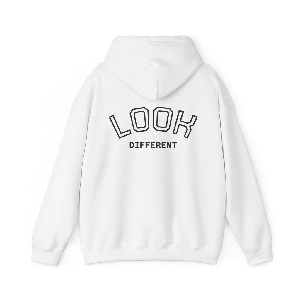 'Look Different' Graphic Hoodie — Vintage Collage Crewneck Sweatshirt