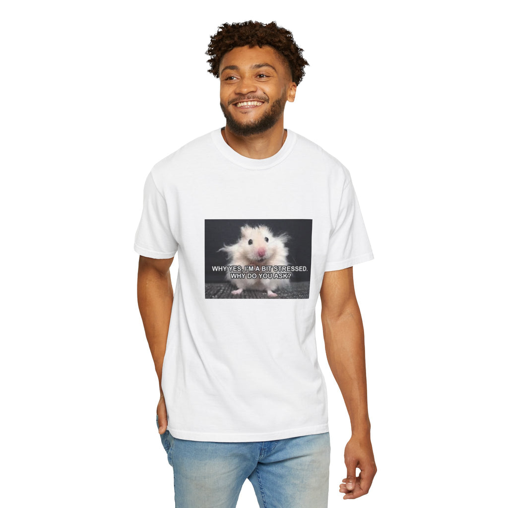 Cute Hamster Graphic Tee — "Why Yes, I’m Stressed. Whaddya Got?"