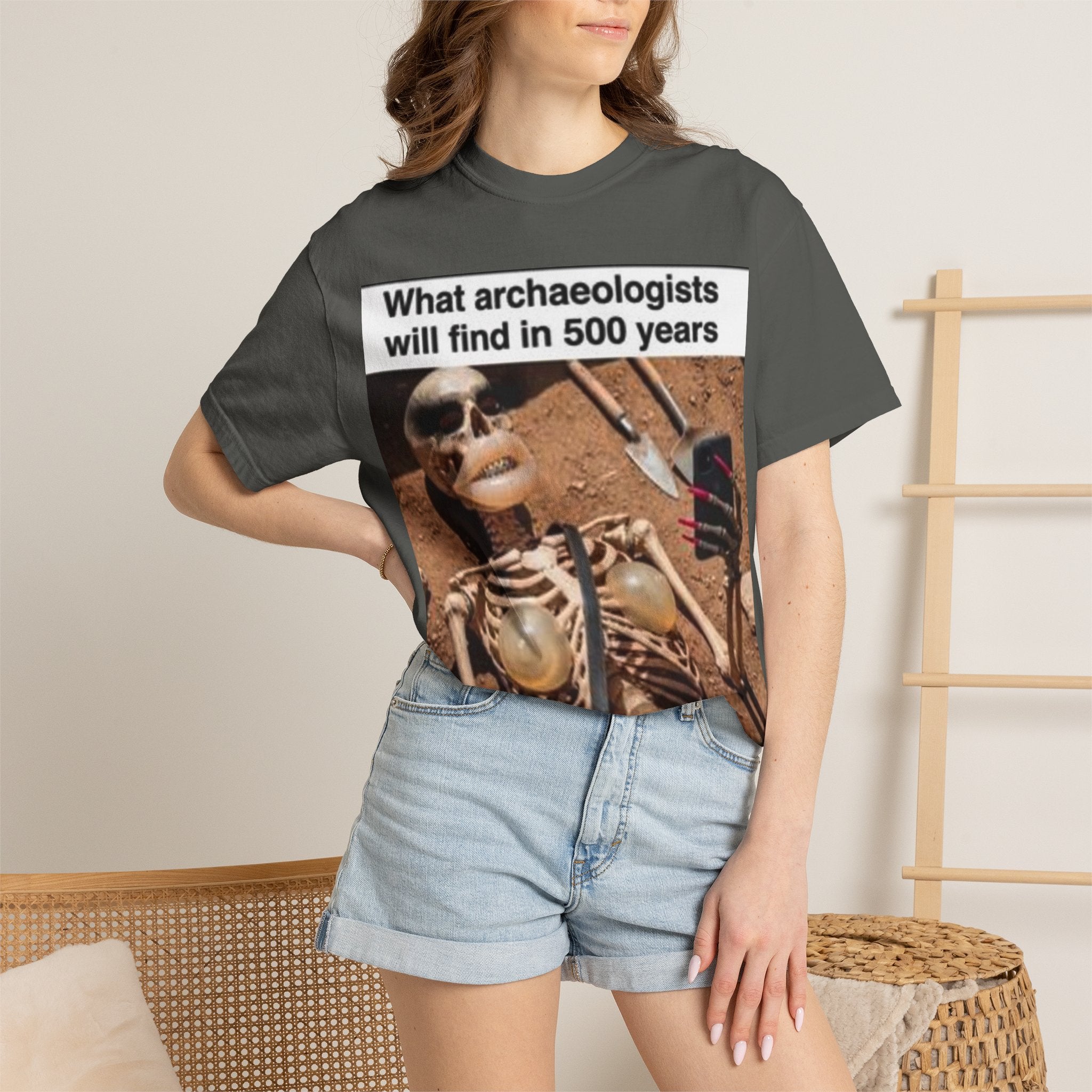 T-Shirt — "What archaeologists will find in 500 years" Graphic Tee (LOOK Different Back)