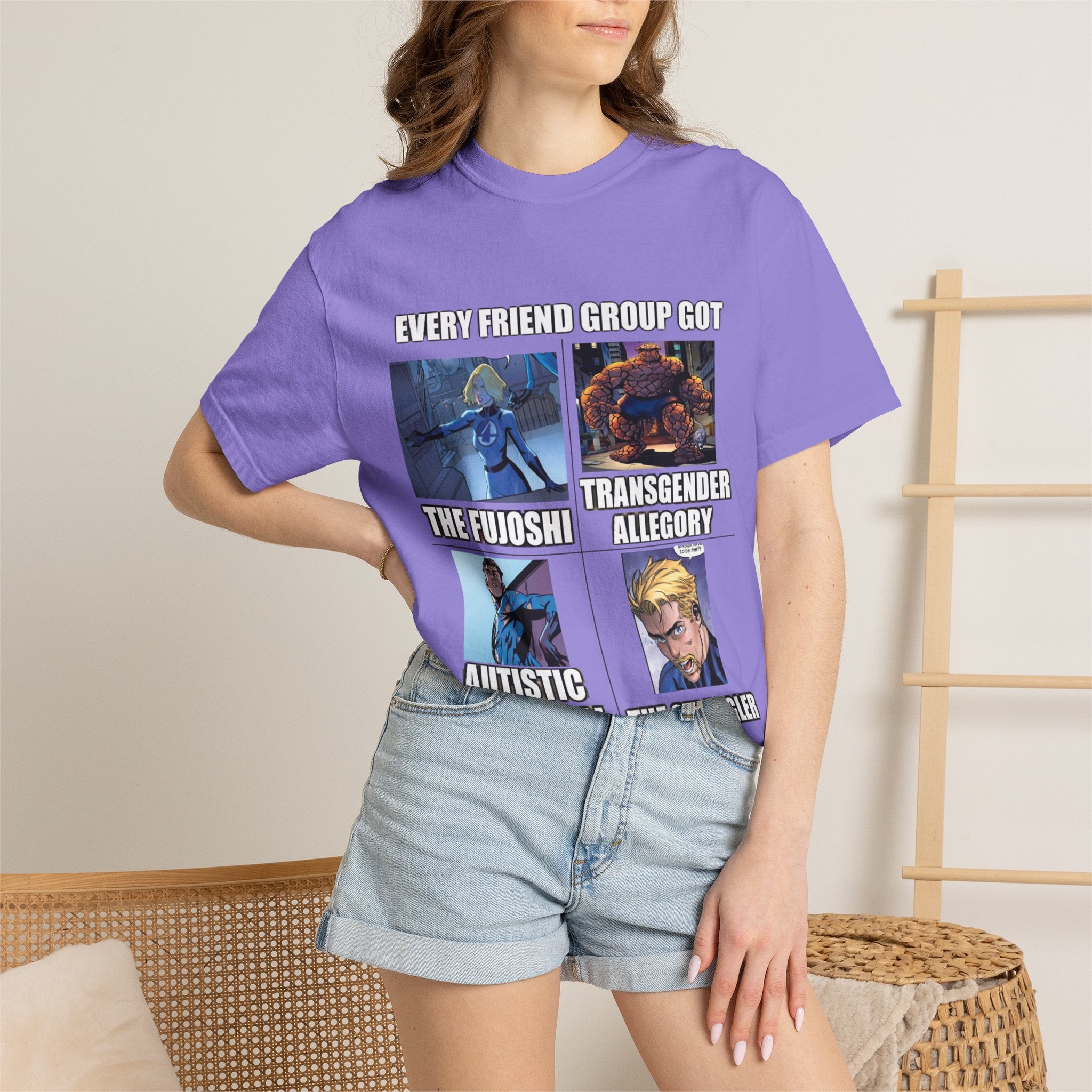Meme Group-Character Graphic T-Shirt — "Every Friend Group Got" Front & "LOOK Different" Back