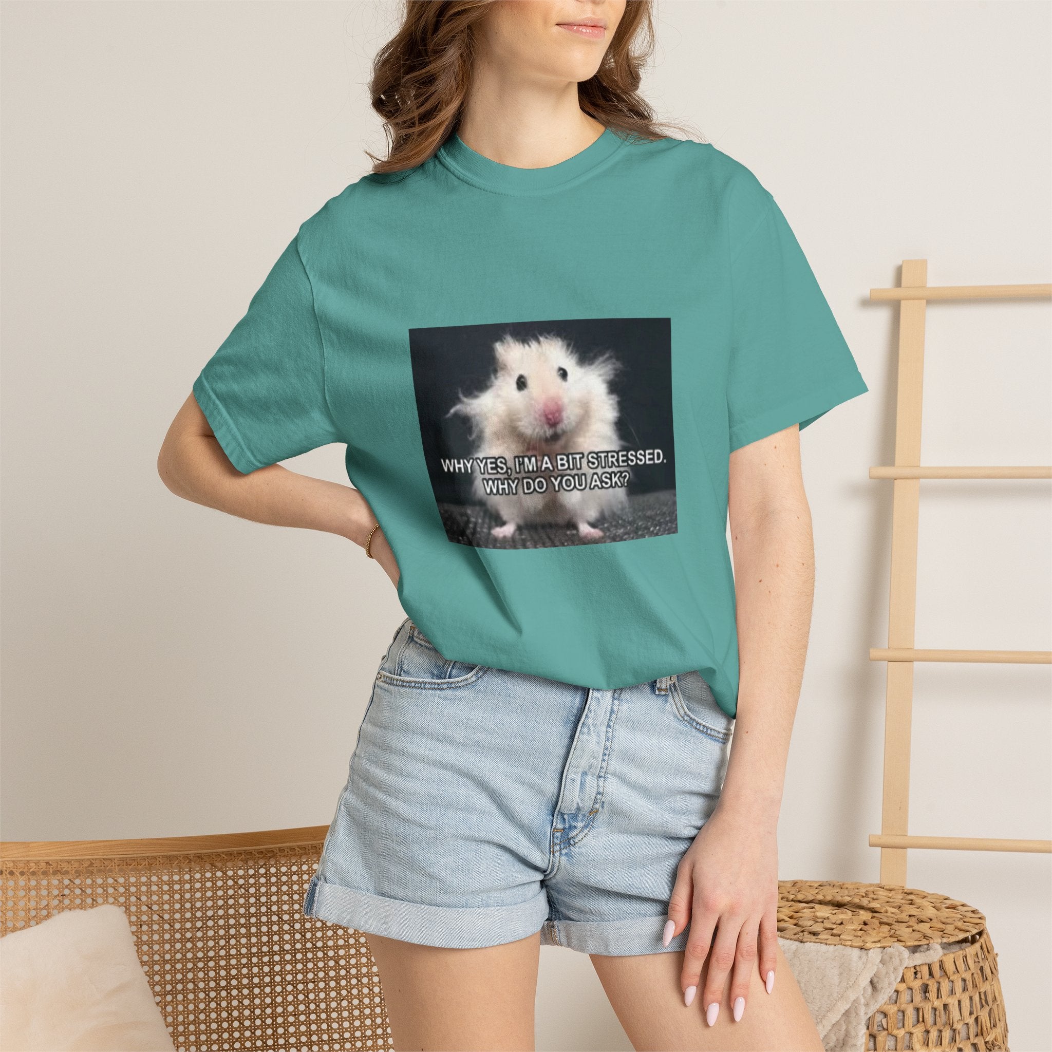 Cute Hamster Graphic Tee — "Why Yes, I’m Stressed. Whaddya Got?"