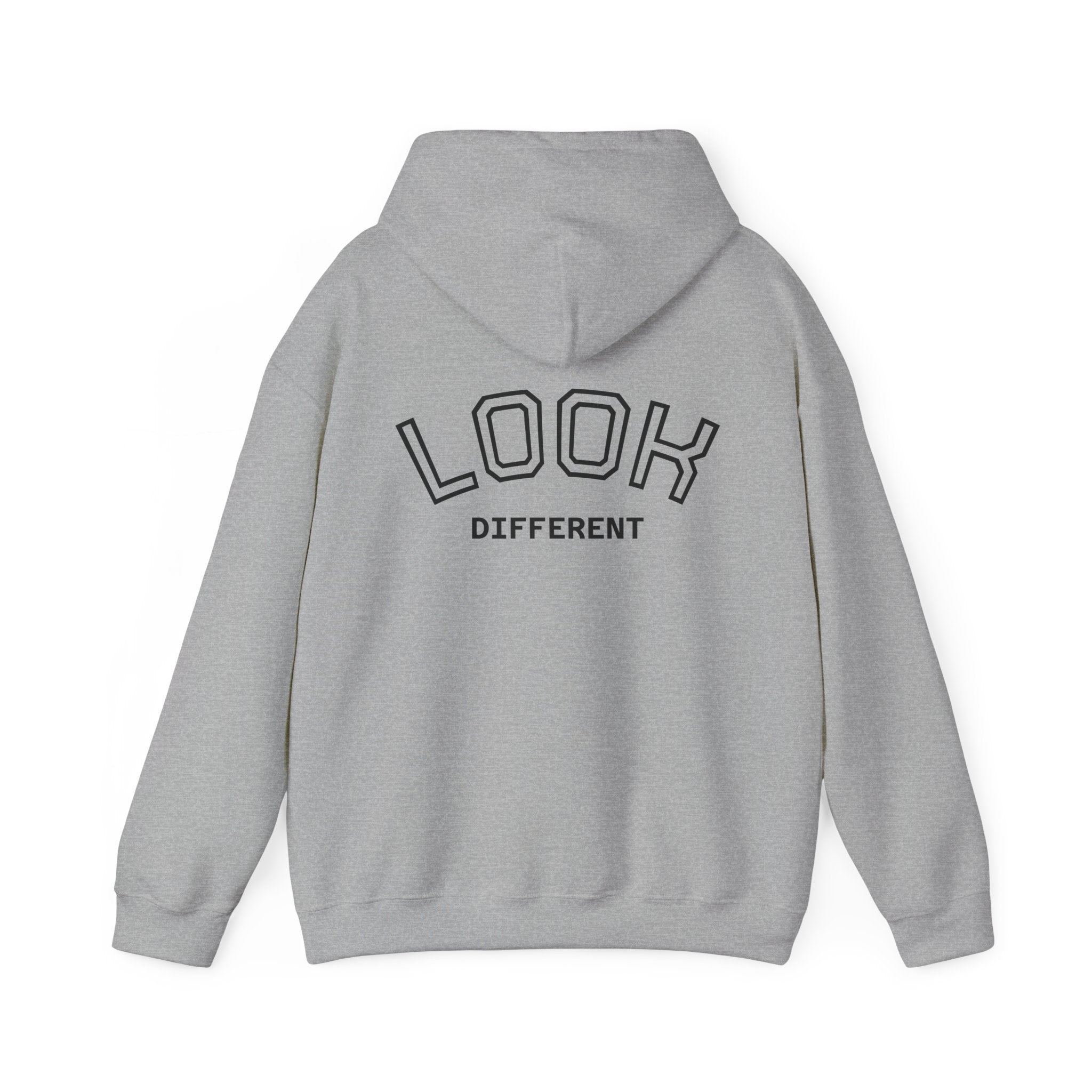 'Look Different' Graphic Hoodie — Vintage Collage Crewneck Sweatshirt