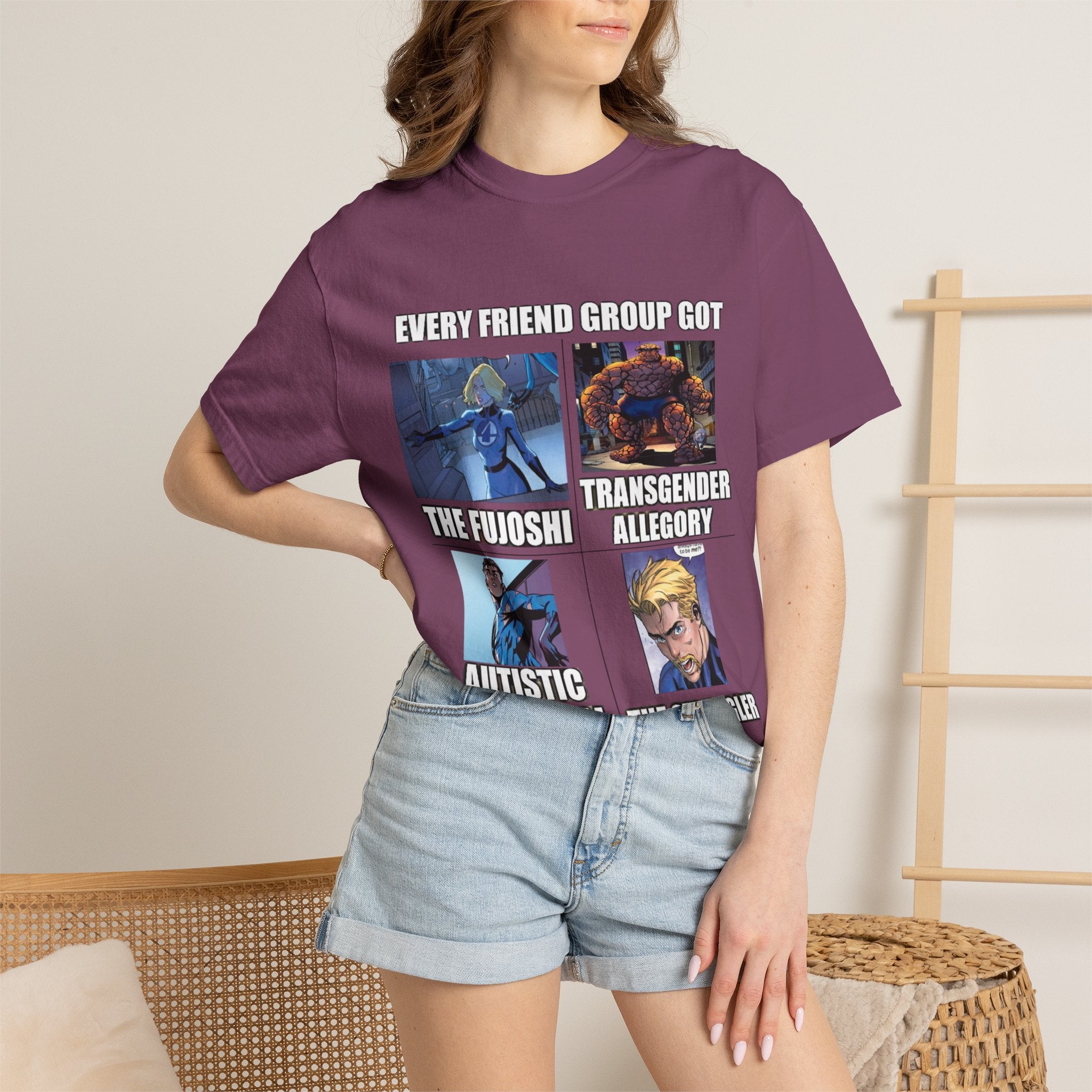 Meme Group-Character Graphic T-Shirt — "Every Friend Group Got" Front & "LOOK Different" Back