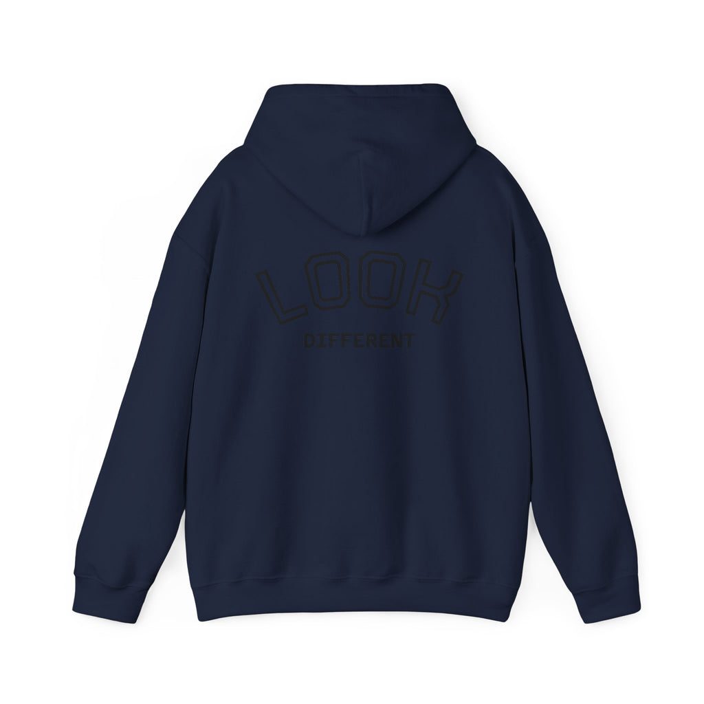 'Look Different' Graphic Hoodie — Vintage Collage Crewneck Sweatshirt