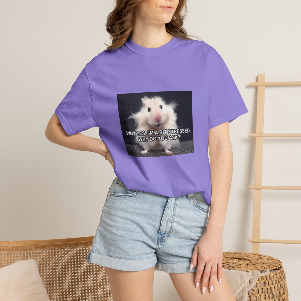 Cute Hamster Graphic Tee — "Why Yes, I’m Stressed. Whaddya Got?"