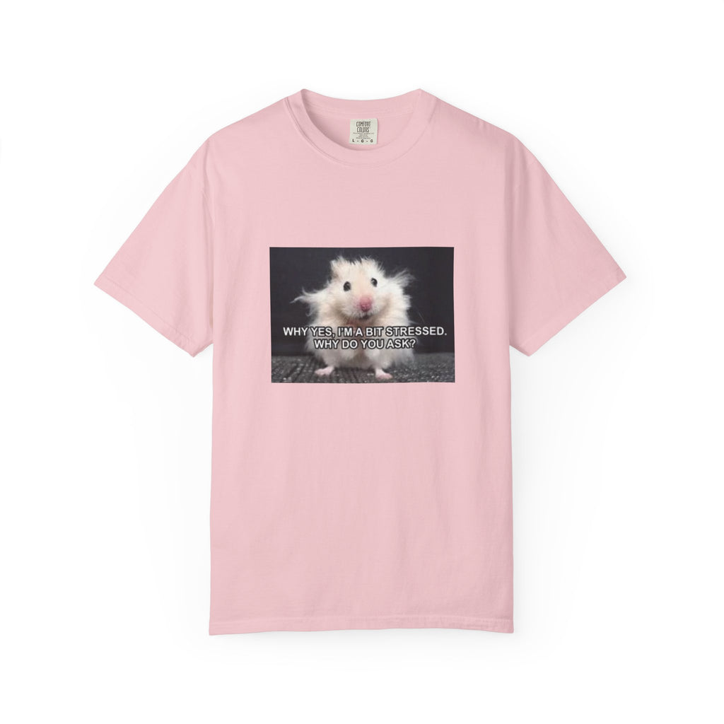 Cute Hamster Graphic Tee — "Why Yes, I’m Stressed. Whaddya Got?"